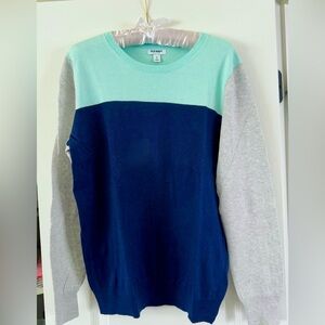 Lightweight Color-block Old Navy Sweater - Gray/Navy/Light Aqua